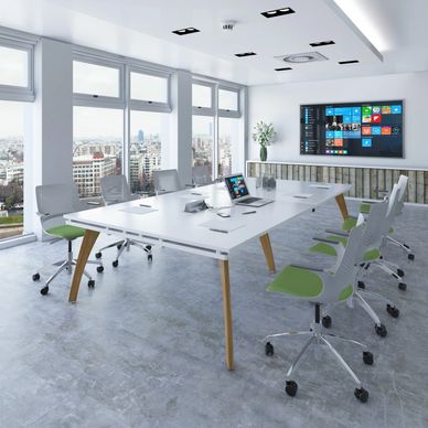 A meeting table with chairs