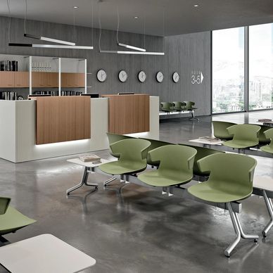 reception desk and waiting room chairs