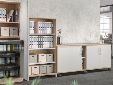 Wooden storage units with filing