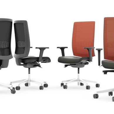a group of office chairs