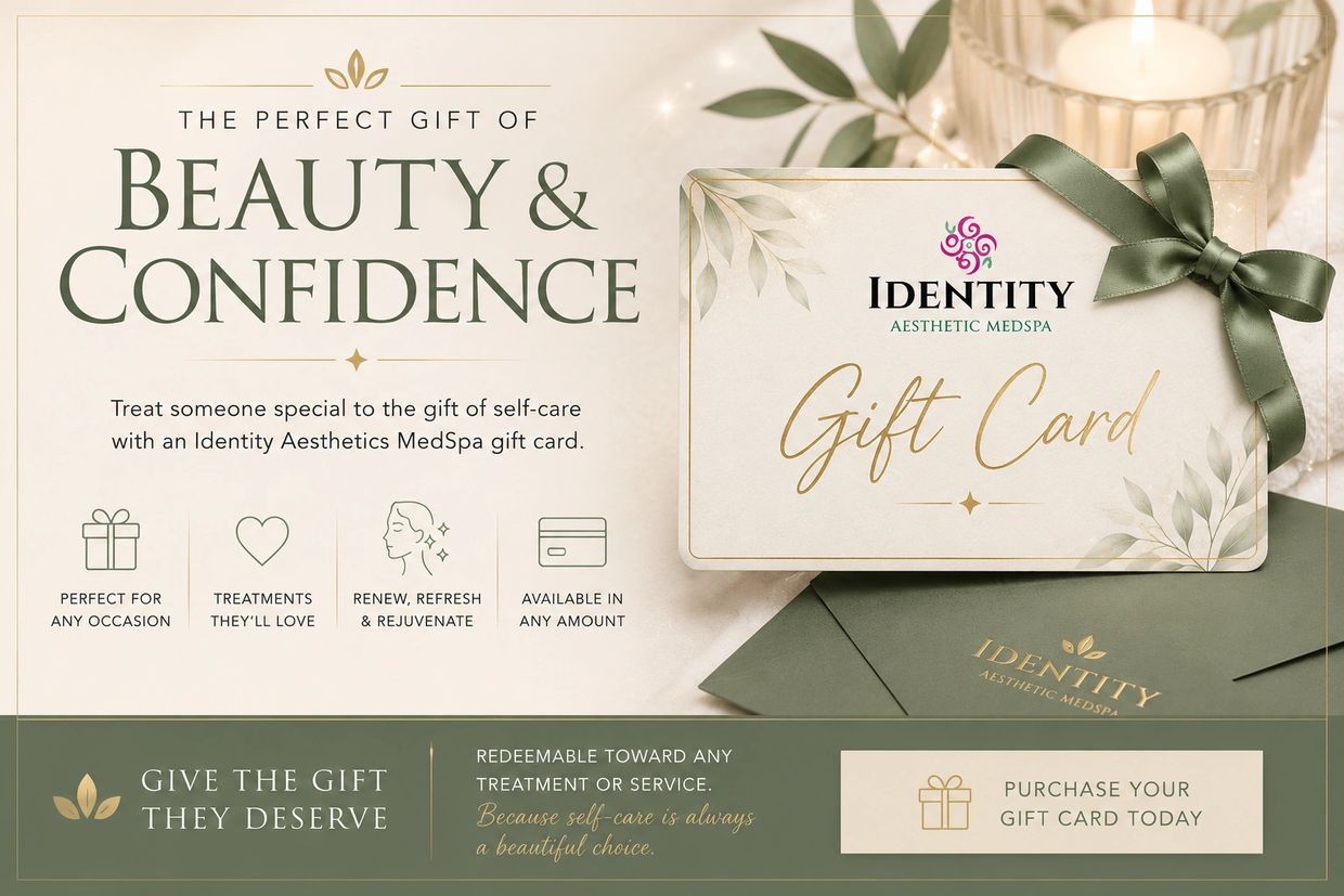 Identity Aesthetics MedSpa gift card presentation.