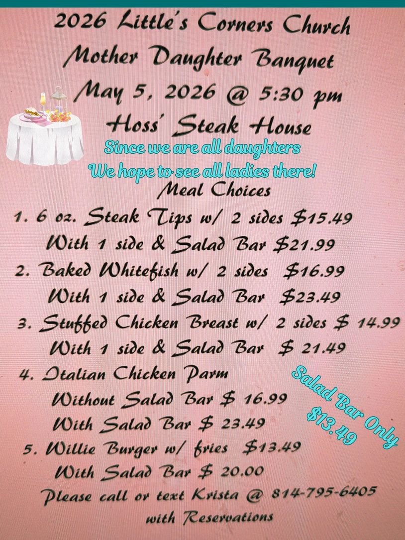 PLEASE TEXT OR CALL KRISTA WITH YOUR RESERVATION BY APRIL 25TH - HEADCOUNT ONLY NOT FOOD CHOICE