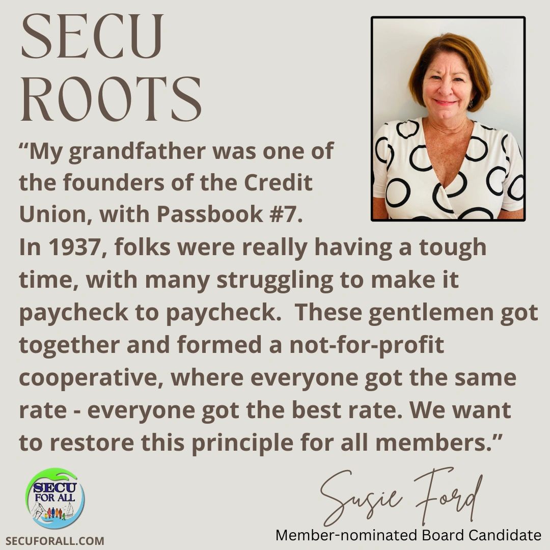 2024 SECU Board Elections member nominated candidate Susie Ford at your credit union your vote