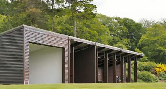 Meldrum House golf academy building with teaching studio and driving range.