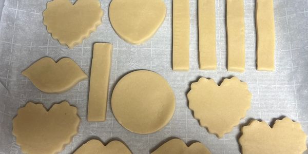 Fresh cut sugar cookies ready to go into the oven