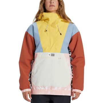Multicolored hooded jacket with a front pocket.