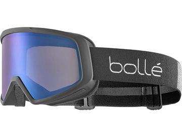 Black Bollé Bedrock Plus goggles with blue mirrored lenses.