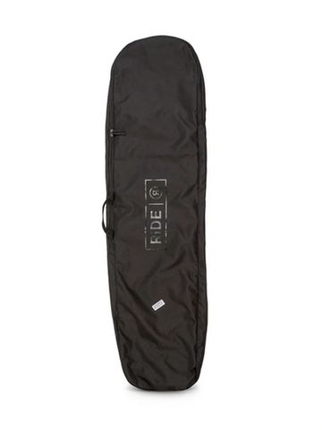 Black padded snowboard bag with zipper and handle.