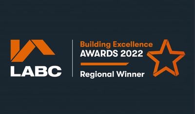 LABC Building Excellence Awards 2022 regional winner logo with star.