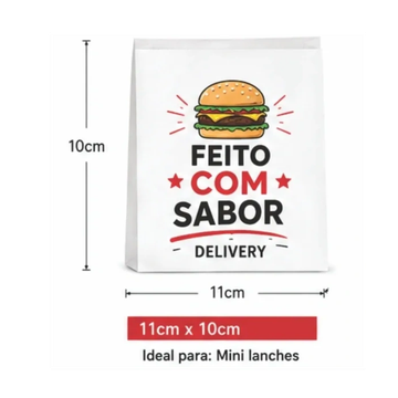 Saquinho antigordura personalizado pequenos lanches em Belo Horizonte, ideal para hamburguerias