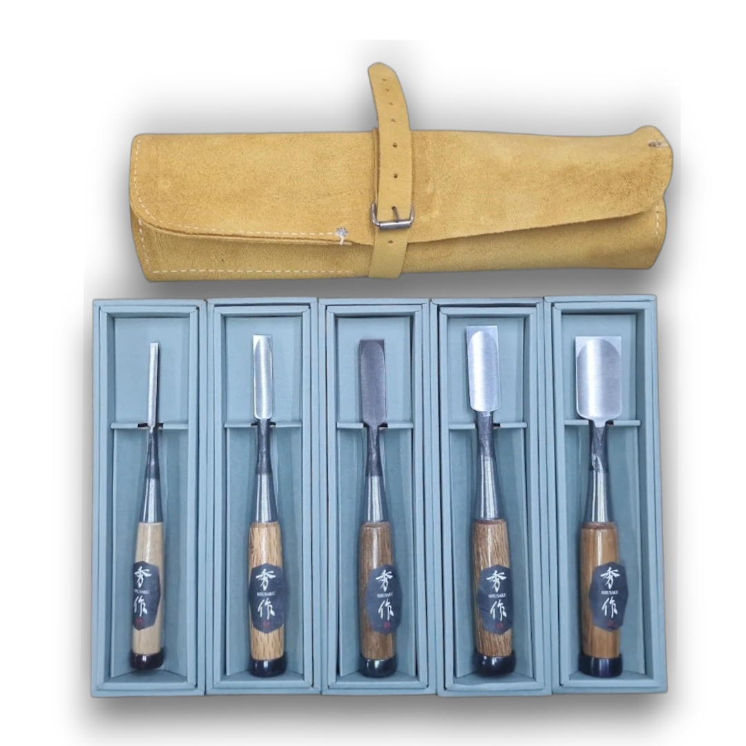 Shusaku 5pc Oire Japanese Chisel Set White Paper Steel HRC62