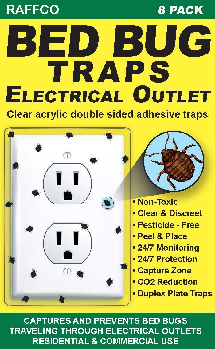 AHRAFFCO - Bed Bug Electrical Outlet Traps, Retail, Double Sided Adhesive  Clear Pest Traps, Bed Bug Electrical Outlet Traps