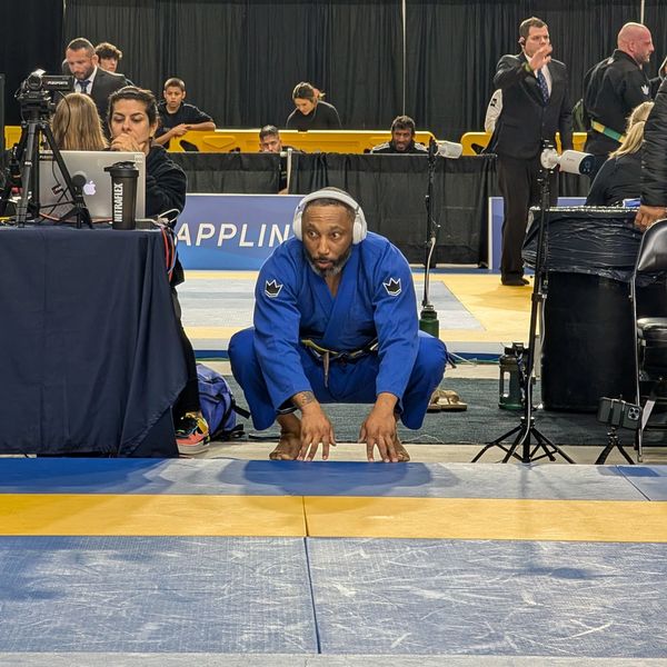East Carolina Brazilian Jiu-Jitsu (ECBJJ) student ready to step on mat at IBJJF PAN competition. 