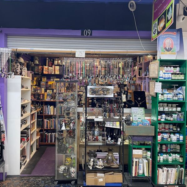 Enchanting display of dr. christopher's herbs at a metaphysical shop.