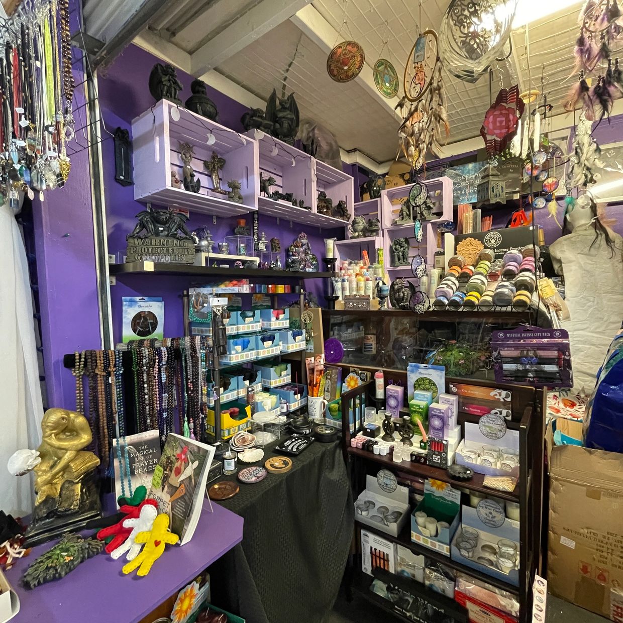 Spiritual and mystical atmosphere featuring dream catchers.