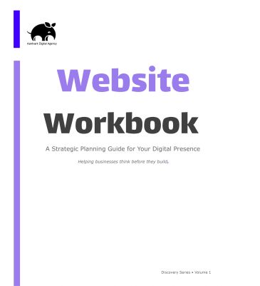 Cover page of Website Workbook by Antarik Digital Agency.
