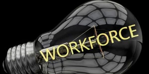 A black light bulb with the word 'WORKFORCE' inside.