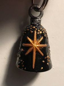 One of a kind, Custom and  Hand Painted Motorcycle Guardian Bells, Angel Pins, Sunglass Holder Pins 