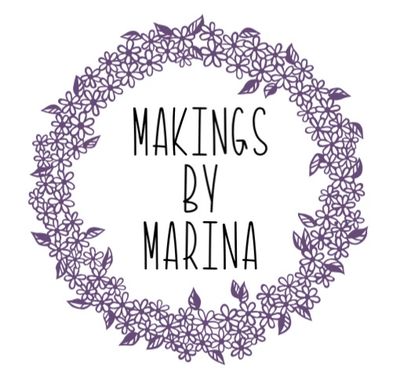 Makings by Marina logo with purple leaf wreath around black font