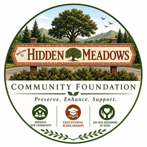 Logo for Hidden Meadows Community Foundation supporting community, education, and neighbors in need.