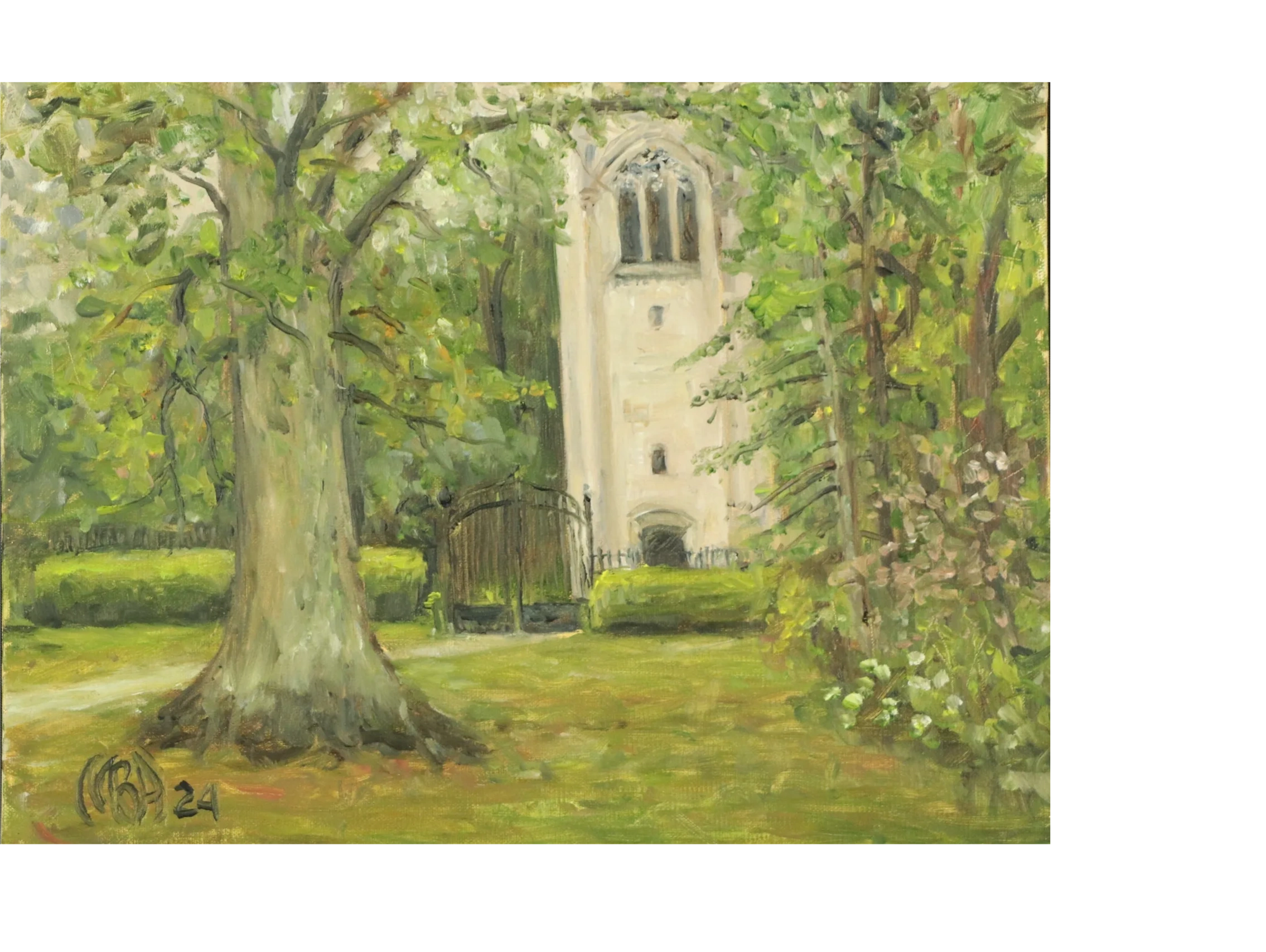 The Mariemont Carillon after the storm
oil on canvas 9x12