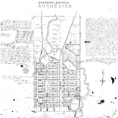 Original map of area now known as Lowertown in Rochester Minnesota. 