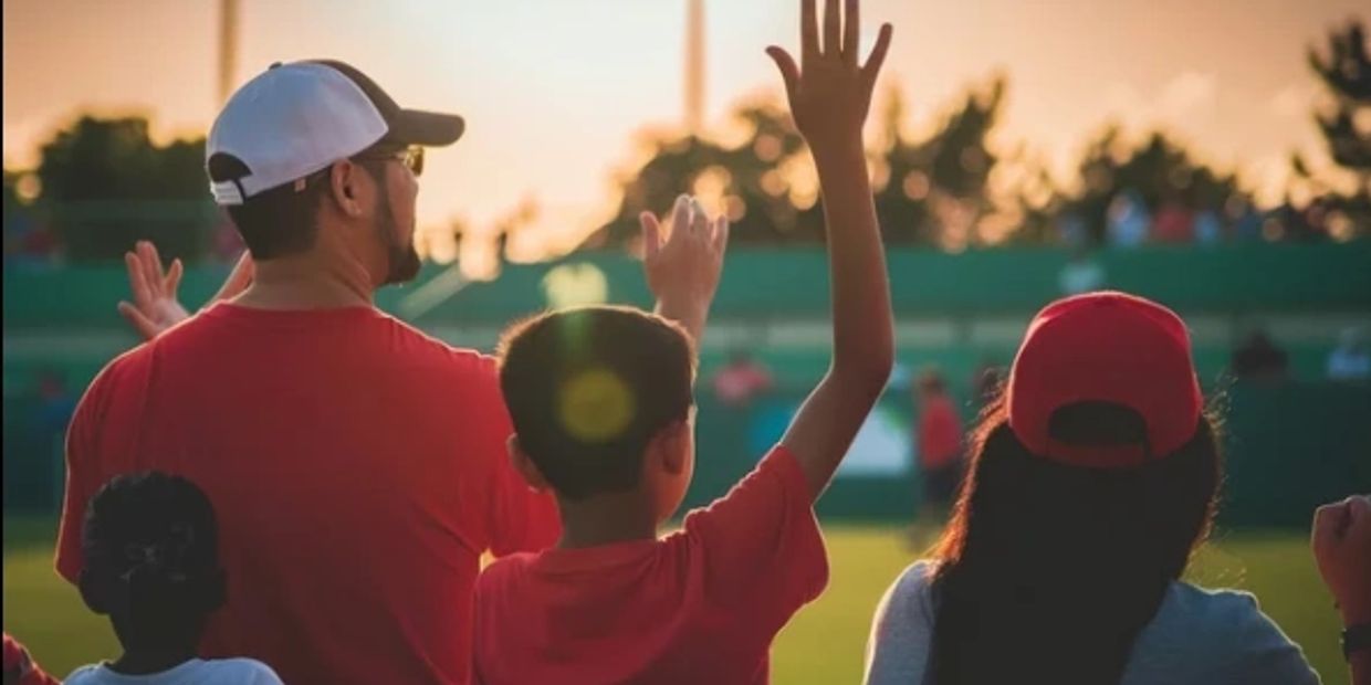 People watching a sunset with raised hands outdoors.