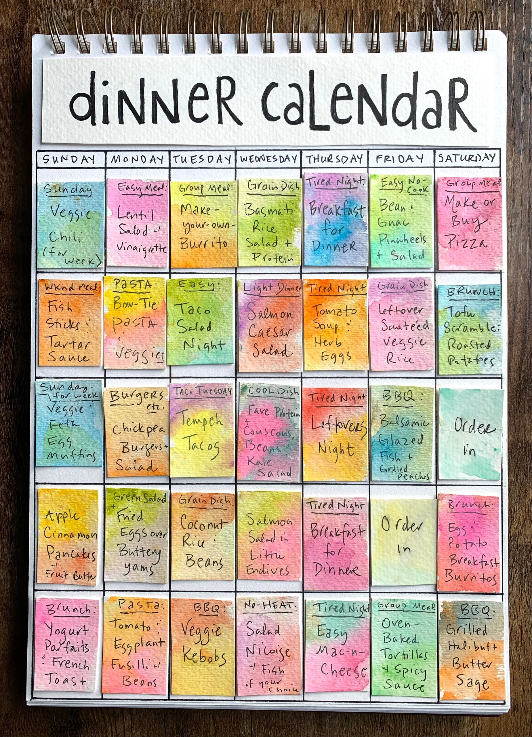 KITCHEN PROJECT: Dinner Calendar Template