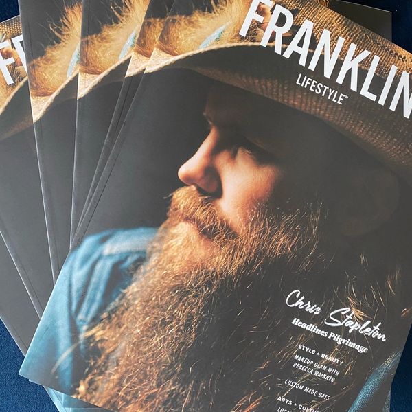 Chris Stapleton on the cover of "Franklin Lifestyle" Magazine featuring Huckhats.