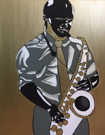Painting of  a sax player
