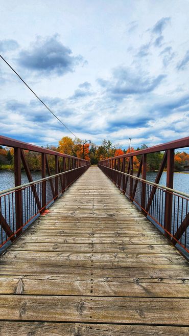Walking bridge with Fall Scenery 