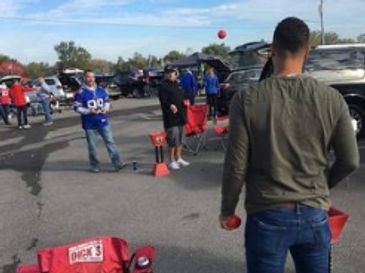 Bills Mafia playing the Tailgate game ONTOP BALL TOSS