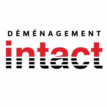 Logo du déménagement Intact en rouge et noir.