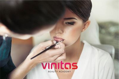 Applying makeup, practicing at vinitas academy