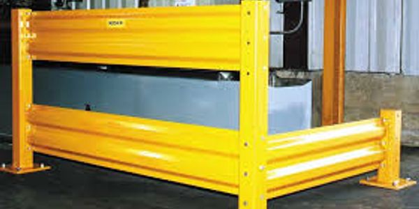 Safety yellow safety barrier, warehouse barrier, safety, protective barrier, forklift barrier