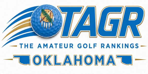 Logo for The Amateur Golf Rankings Oklahoma featuring a golf ball and state outlines.