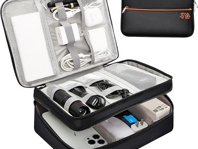 YOUBDM Electronic Organizer, Double Layer Travel Cable Organizer Bag Large Waterproof 
