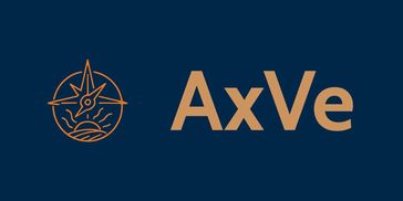 AxVe logo circle around a compass with symbols of sun and earth belo
