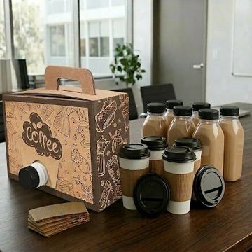 Hot coffee to-go boxes and assorted bottled lattes when you are on the go