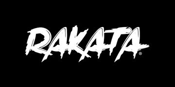 White graffiti-style text 'RAKATA' on a black background.
