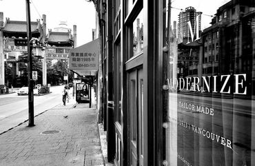 Historic Chinatown Vancouver - View of Millenneum Gate from Modernize Tailors