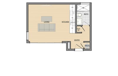 Studio ADU floor plan.