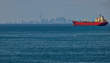 Freighter and Toronto skyline