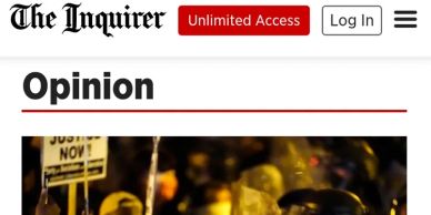 Opinion section header from The Inquirer.