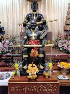 MUAYTHAI BORAN PRA JAO SEUA TIGER KING STATUE AT WAT TUG ROYAL TEMPLE IN AYUTTHAYA THAILAND