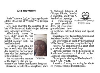 Willie Wilson Obituary (2016) - Lagrange, GA - LaGrange Daily News