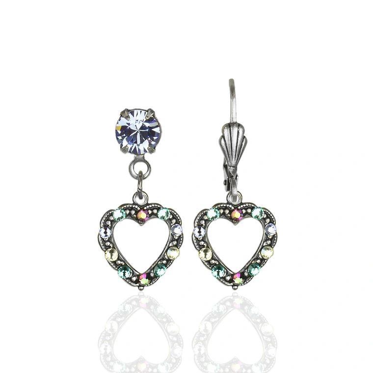 Open Heart Pastel Earrings Embellished w/ Crystals
