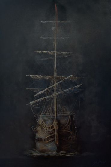 Fine art acrylic ship painting. Acrylic painting commission. Historical fine art. 