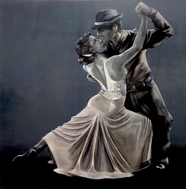 painting of a couple dancing tango original fine art commission romantic dancers fine art painting