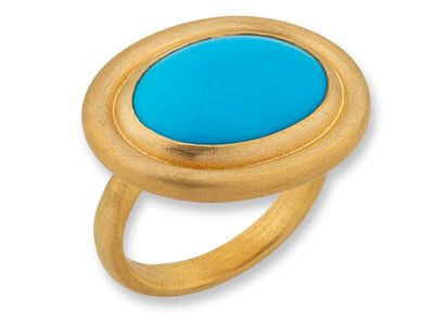 Like Behar 24kt Yellow Gold Ring with Sleeping Beauty Turquoise